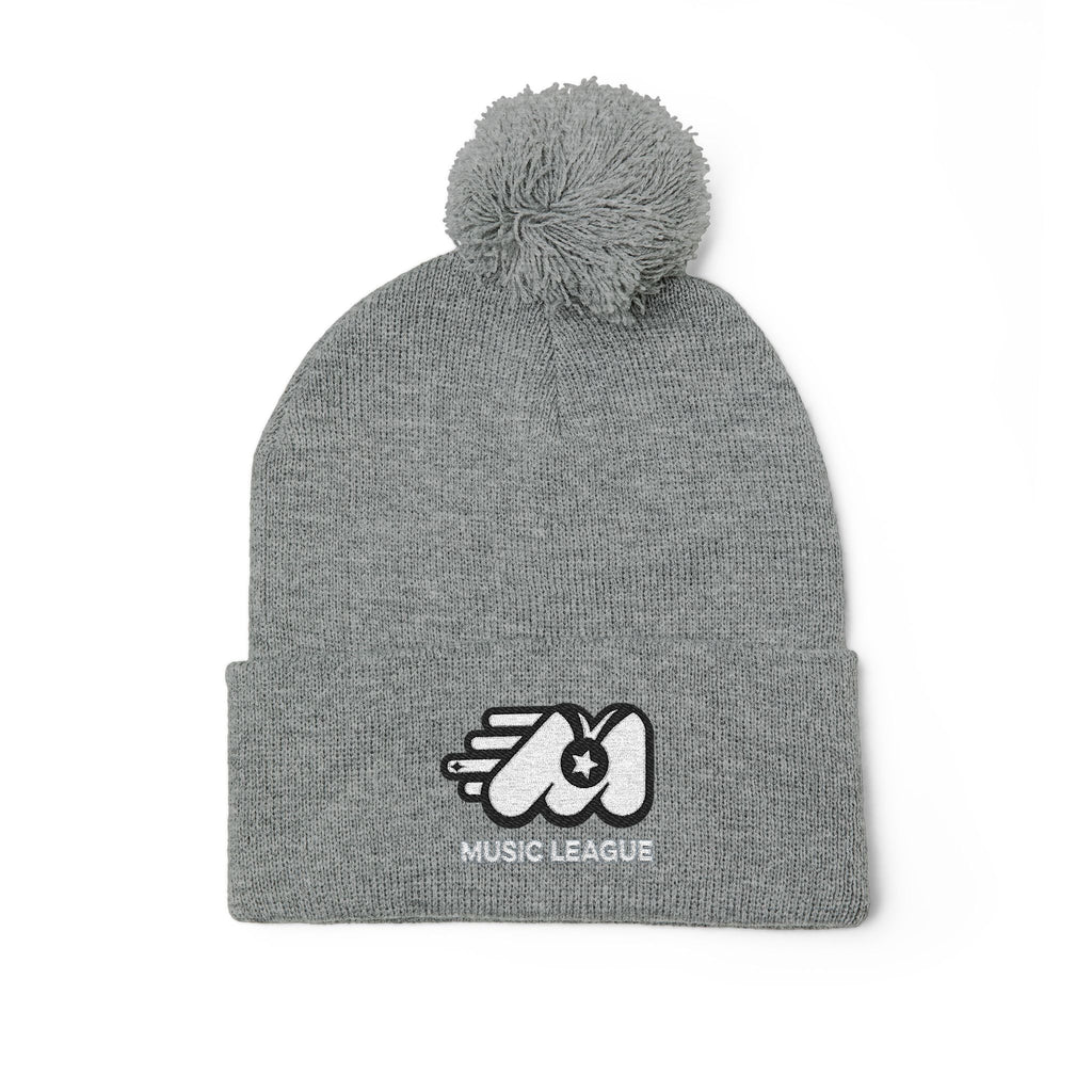 Pom-Pom Knit Cap with Embroidery