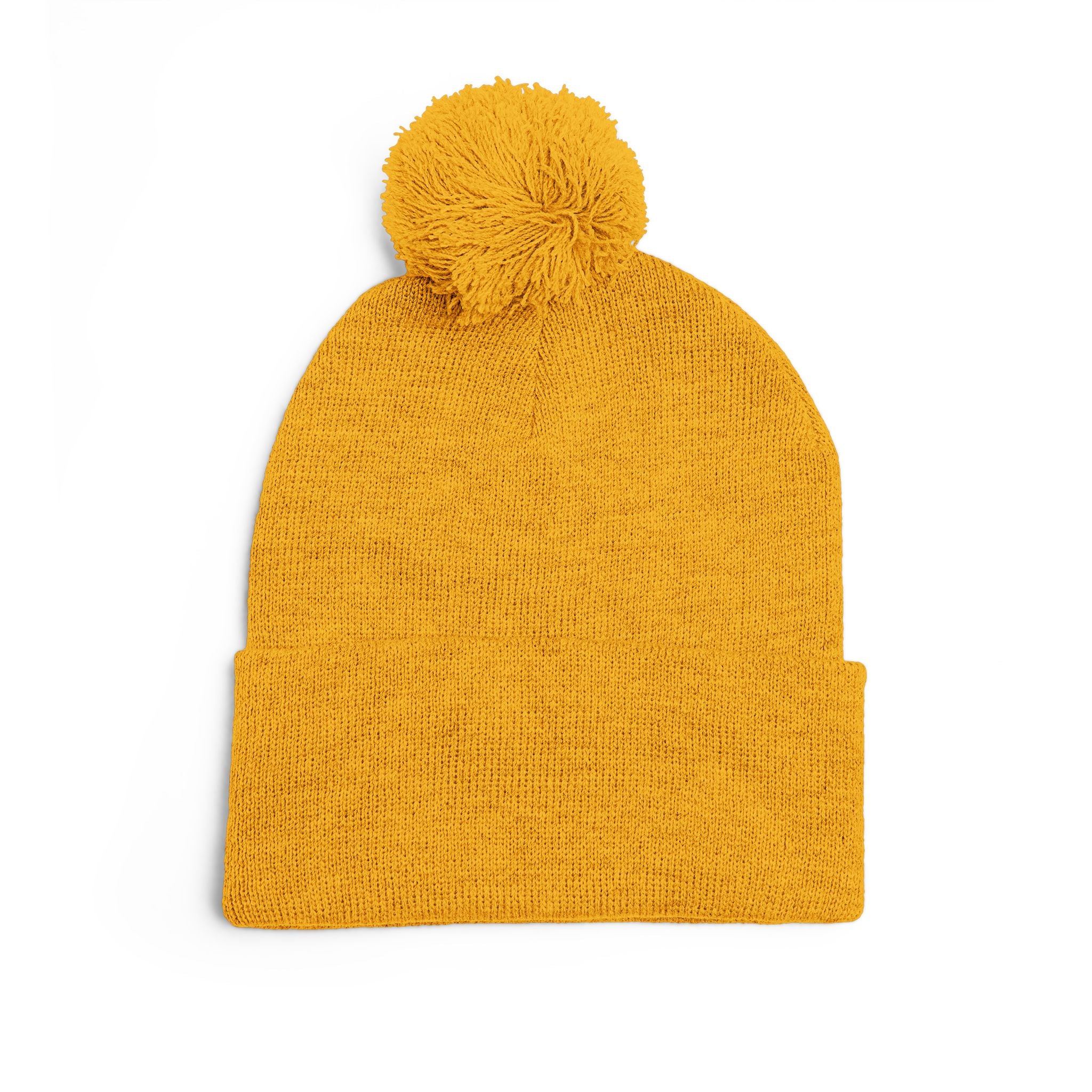 Pom-Pom Knit Cap with Embroidery